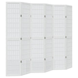Room Divider 6 Panels White Solid Wood Paulownia 358795