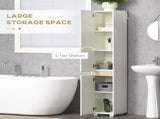 Tall Bathroom Cabinet with Adjustable Shelves, 5-Tier Modern Freestanding Tallboy with Storage T3398P330391