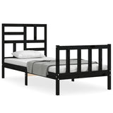 Bed Frame without Mattress Black Small Single Solid Wood Pine 3193040