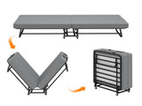 Portable Folding Single Bed with Wheels, 79x190cm Fold Up Guest Bed, 6cm Thick Memory Foam Mattress T6135P515568