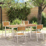 Outdoor Dining Set 5 pcs Solid Teak Wood and Stainless Steel 3334801