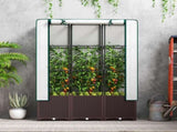 Raised Garden Bed with Trellis, Plastic Planter Box with PE Cover, Drainage Holes, Drain Plugs and T3398P317592