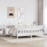 Bed Frame without Mattress White 200x200 cm Solid Wood Pine 3306253