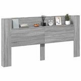 Storage Headboard with LED Grey Sonoma Engineered Wood 3418698