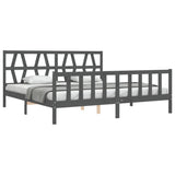 Bed Frame without Mattress Grey 200x200 cm Solid Wood Pine 3192513