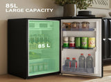 Under Counter Fridge, 85L Small Retro Refrigerator with Chiller Box, Adjustable Thermostat, Glass T3398P342470