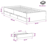 Bed Frame with Storage Artisan Oak 90 x 200 cm Engineered wood 3445765