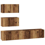 TV Cabinet Set Wall-mounted 4 pcs Old Wood Engineered Wood 3393393
