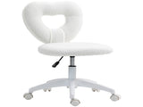 Armless Heart Computer Desk Chair, Teddy Fleece Swivel Office Chair, Makeup Vanity Chair with Height T3398P344662