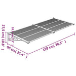 ZNTS Door Canopy Black 199x90 cm Polycarbonate 153699