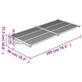 ZNTS Door Canopy Black 199x90 cm Polycarbonate 153699