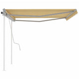 ZNTS Manual Retractable Awning with Posts 4x3 m Yellow and White 3069938