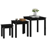 Nesting Tables 3 pcs Black Solid Wood Pine 824977