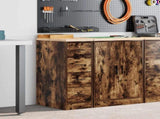 Garage Storage Cabinet Smoked Oak 30x51x85 cm Solid Wood Pine 860584