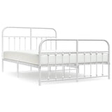 Metal Bed Frame without Mattress with Footboard White 150x200cm 352647