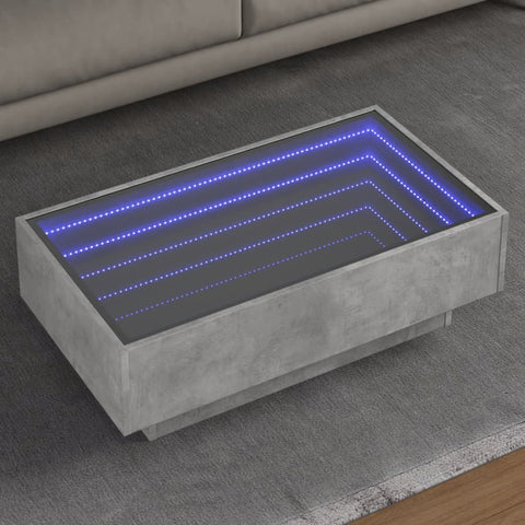 ZNTS Coffee Table with LED Concrete Grey 90x50x30 cm Engineered Wood 847521