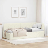Corner Bed Frame with Headboard Cream 80 x 200 cm Velvet 42016520