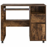 Desk with Wheels Smoked Oak 91 x 50 x 77 cm Engineered Wood 869534