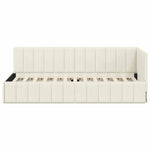 Corner Bed Frame with Headboard Cream 80 x 200 cm Velvet 42016294