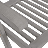 Garden Chair Set of 2 Grey Solid Acacia Wood Standard Foldable 45938