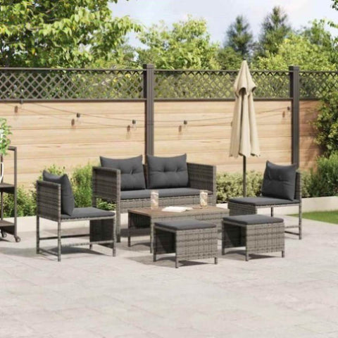 Garden Sofa Set 6 pcs Grey and dark grey Poly Rattan 4104702