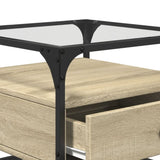 ZNTS Coffee Table with Glass Top Sonoma Oak 50x50x45 cm Steel 846050