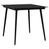 Dining Set Black Poly rattan, powder-coated steel, glass 80 cm 3060243