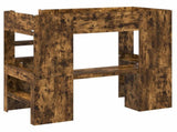 Loft Bed Frame with Desk Smoked Oak 80 x 200 cm Engineered Wood 3410447