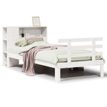 ZNTS Bookcase Bed without Mattress White 100x200cm Solid Wood Pine 3322736