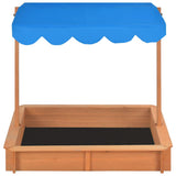 Sandbox with Adjustable Roof Firwood 115x115x115 cm 316473