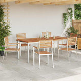 Garden Dining Set 7 pcs Solid Teak Wood and Stainless Steel 3334787