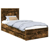 Bed Frame with Drawer Smoked Oak 90 x 190 cm Engineer Wood 3410207