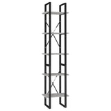 5-Tier Book Cabinet Concrete Grey 40x30x175 cm Engineered Wood 3081972