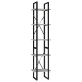 5-Tier Book Cabinet Concrete Grey 40x30x175 cm Engineered Wood 3081972