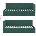 Corner Bed Frame with Headboard Dark green 90 x 190 cm Velvet 42016380