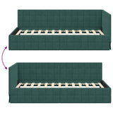 Corner Bed Frame Dark Green 100 cm x 200 cm Velvet 42016400