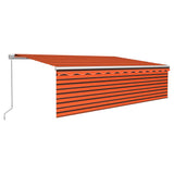 ZNTS Manual Retractable Awning with Blind&LED 5x3m Orange&Brown 3069345