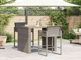 3 Piece Garden Bar Set with Cushions Grey Poly Rattan Acacia 3328897