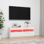 TV Cabinet with LED Lights High Gloss White 100x35x40 cm 804460