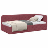 Corner Bed Frame with Headboard Wine Red 90 x 200 cm Fabric 42016498