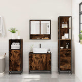 3 Piece Bathroom Furniture Set Smoked Oak Engineered Wood 3301157