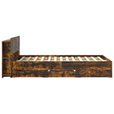 Bed Frame with Storage Smoked Oak 120 x 190 cm Engineered Wood 3433940