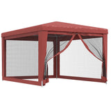 Party Tent with 4 Mesh Sidewalls Red 3x4 m HDPE 319235