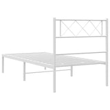 Metal Bed Frame without Mattress with Headboard White 100x200cm 372321
