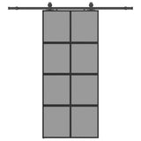 Sliding Door with Hardware Set Black 90x205 cm Tempered Glass 3375896