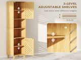 Multi-Storage Bamboo Door Bathroom Cabinet - Natural Finish T3398P423557
