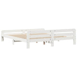 Bed Frame without Mattress White 180x200 cm Super King Size Solid Wood Pine 855464