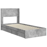 Bed Frame with Storage and Headboard Concrete Grey 75 x 190 cm 3414428