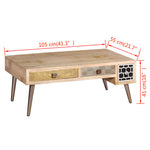 ZNTS Coffee Table with Drawers Solid Mango Wood 105x55x41 cm 244016