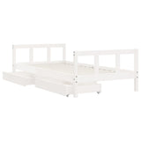 Kids Bed Frame with Drawers White 90x190 cm Solid Wood Pine 834418